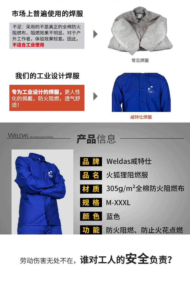 威特仕C33-6830藍(lán)色電焊阻燃上衣圖片2