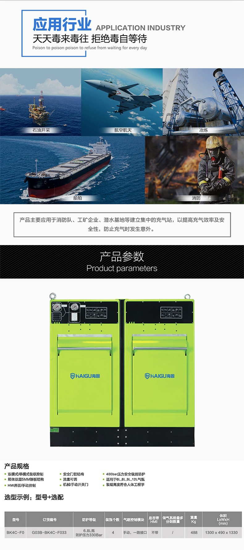 海固HG-BK4C-F0一路4瓶防爆箱 空氣呼吸器充氣防護裝置圖片2