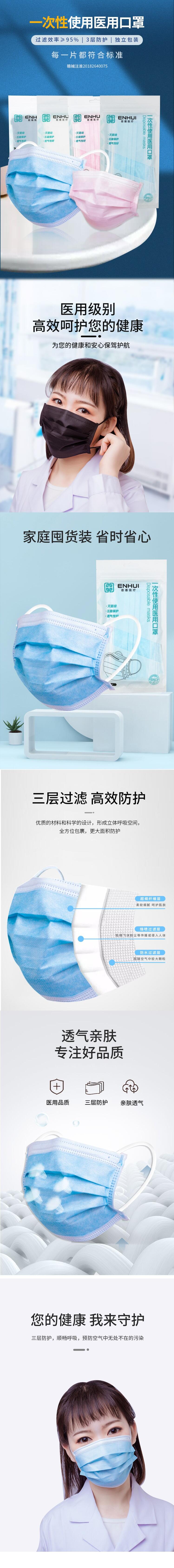 恩惠醫療平面一次性醫用防護口罩圖片