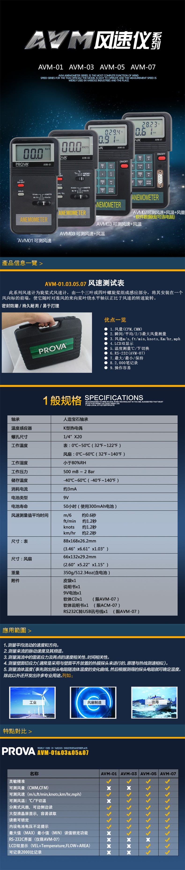 臺灣泰仕AVM-05記憶式風(fēng)速計溫度計圖片1