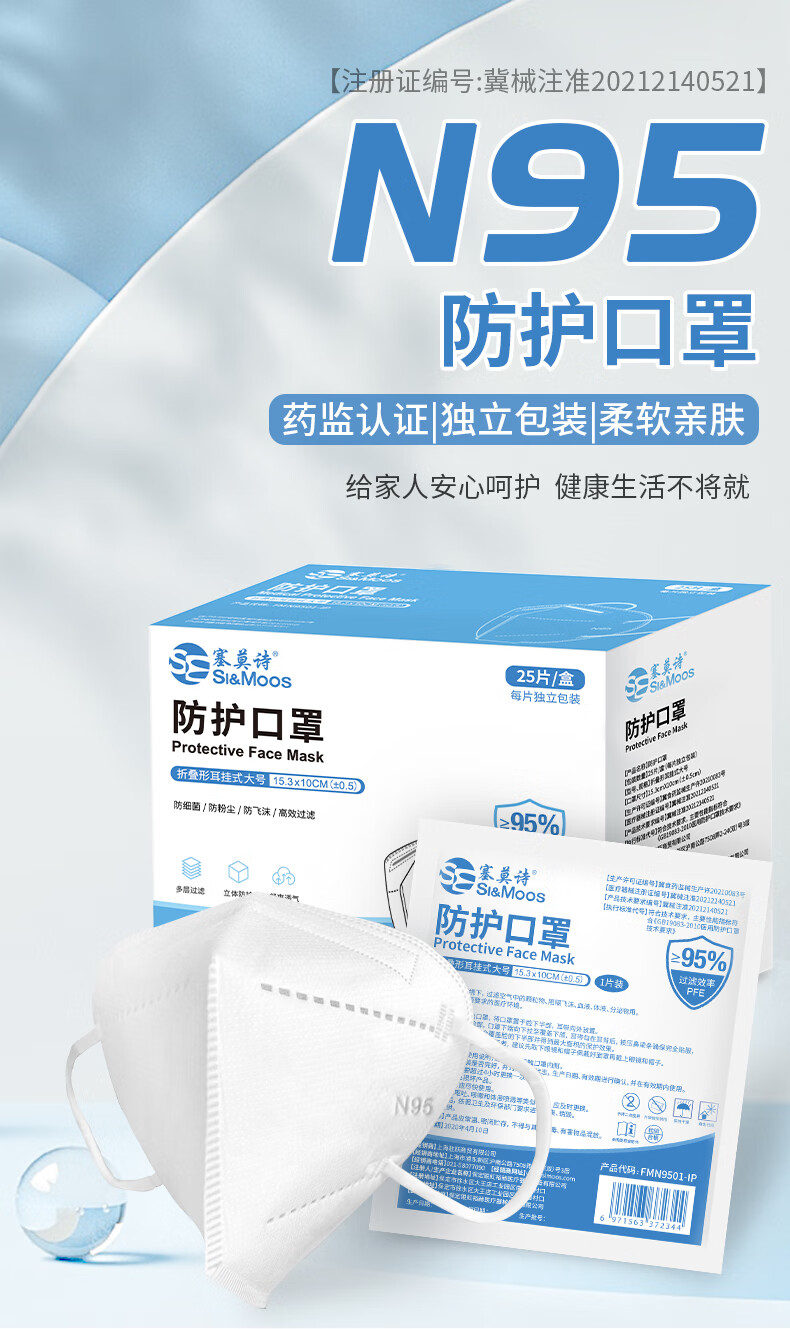 塞莫詩(shī)FMN9501折疊耳帶式醫(yī)用防護(hù)口罩圖片1